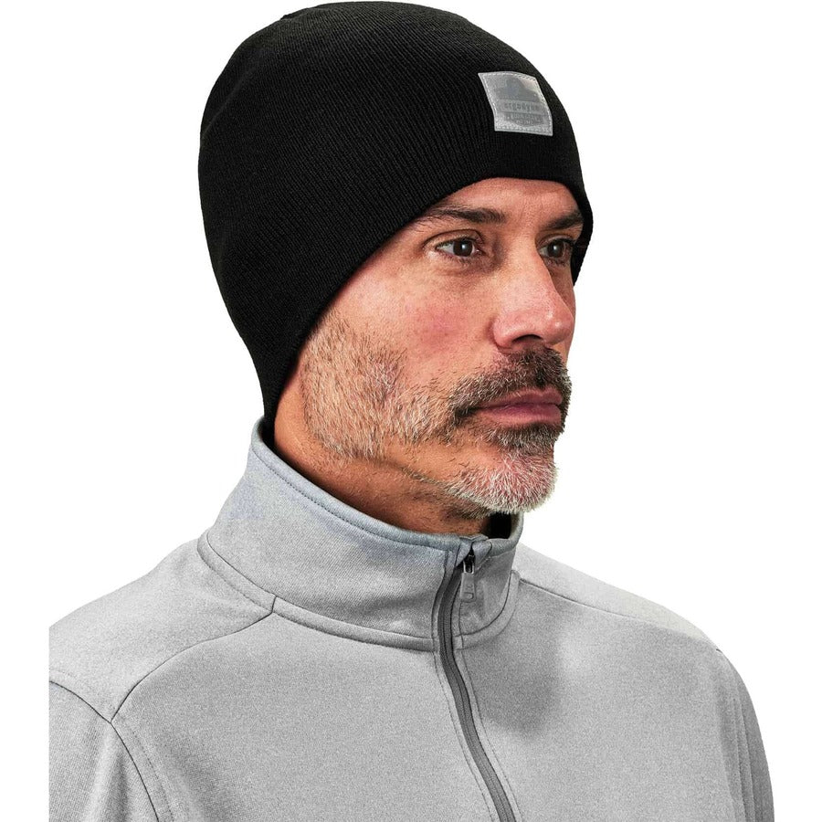 Ergodyne 6812 Ribbed Knit Beanie, Acrylic, Black, Pack of 6