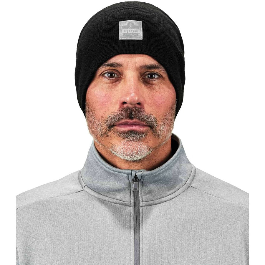 Ergodyne 6812 Ribbed Knit Beanie, Acrylic, Black, Pack of 6
