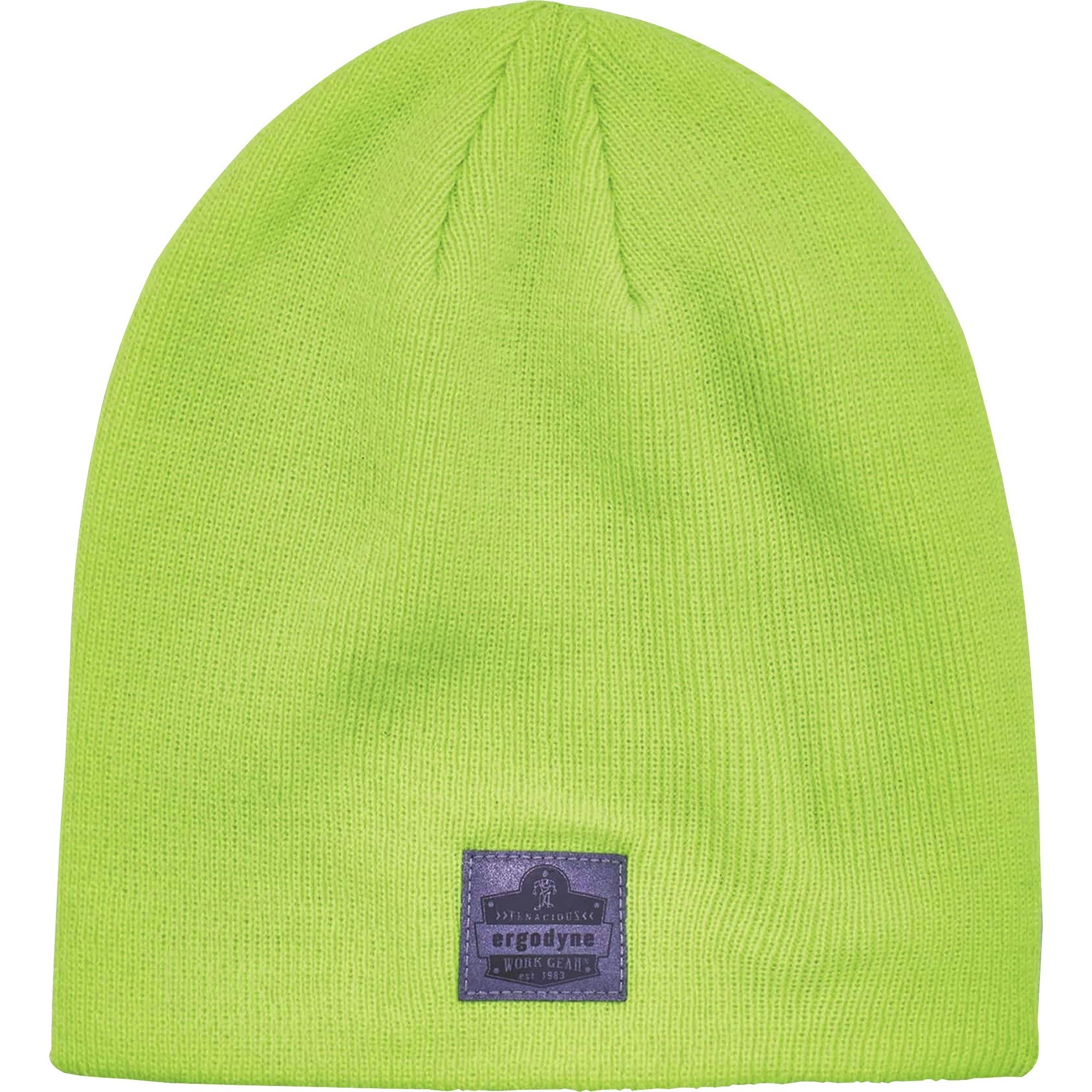 Ergodyne 6812 Ribbed Knit Beanie, Acrylic, Lime, Pack of 6