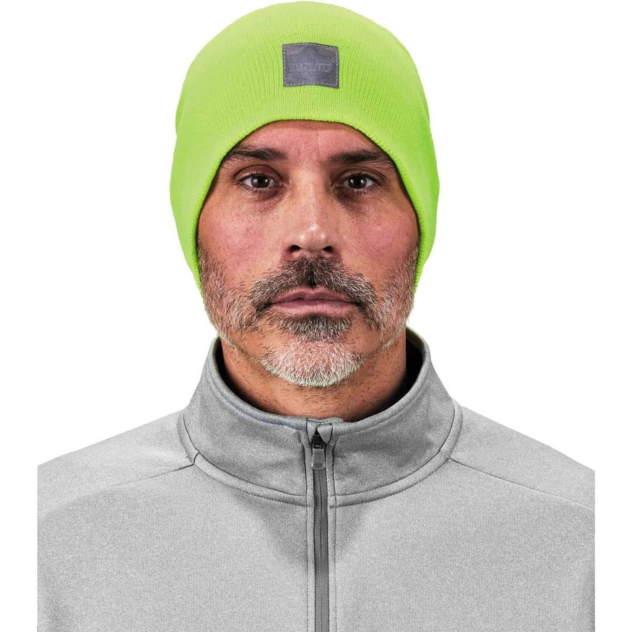 Ergodyne 6812 Ribbed Knit Beanie, Acrylic, Lime, Pack of 6