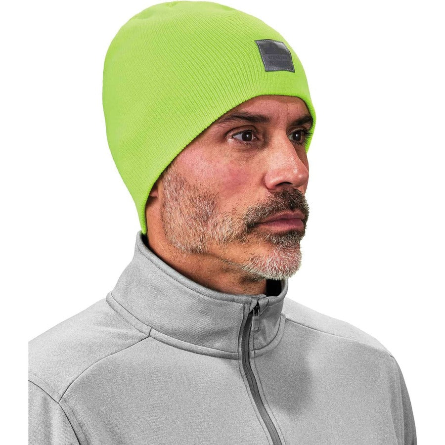 Ergodyne 6812 Ribbed Knit Beanie, Acrylic, Lime, Pack of 6