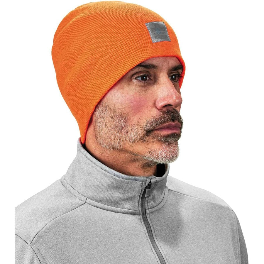 Ergodyne 6812 Ribbed Knit Beanie, Acrylic, Orange, Pack of 6