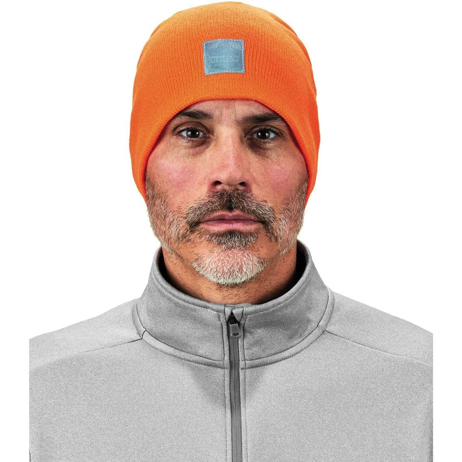 Ergodyne 6812 Ribbed Knit Beanie, Acrylic, Orange, Pack of 6