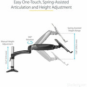 StarTech.com Mounting Arm for Notebook, Monitor - Black