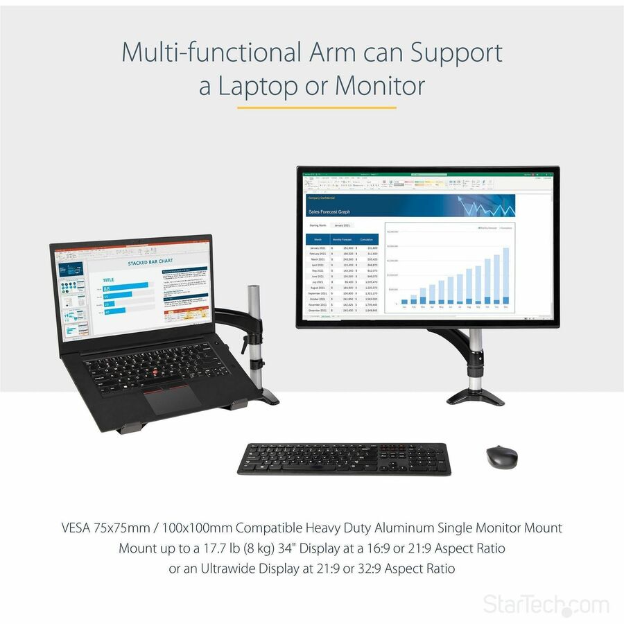 StarTech.com Mounting Arm for Notebook, Monitor - Black