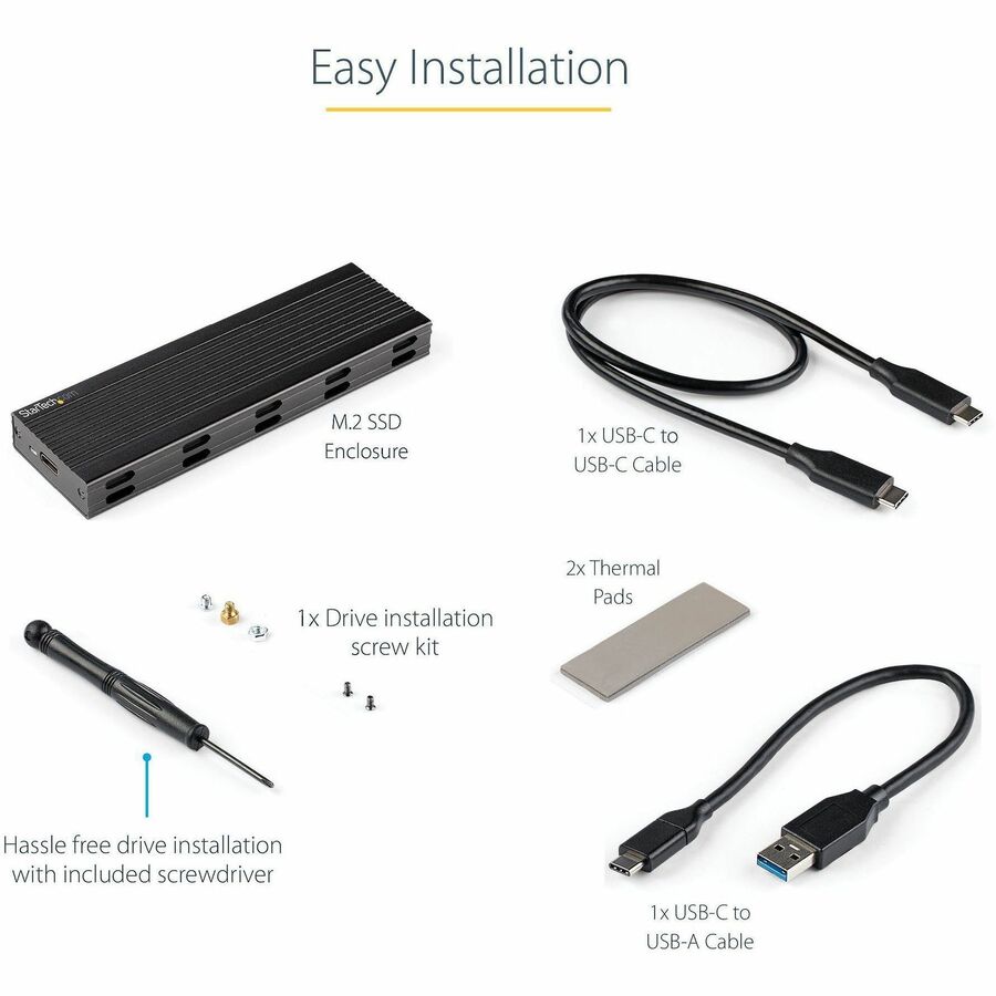 StarTech.com Drive Enclosure - USB 3.2 (Gen 2) Type C Host Interface - UASP Support External - Black