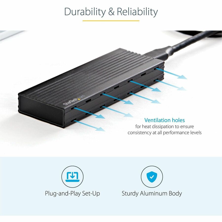 StarTech.com Drive Enclosure - USB 3.2 (Gen 2) Type C Host Interface - UASP Support External - Black