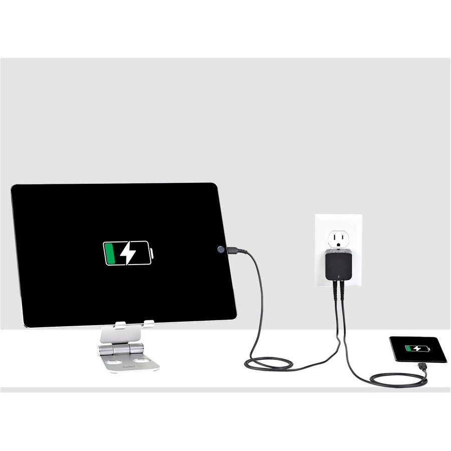 StarTech.com AC Adapter, 17W, 120V/230V AC Input, 5V DC Output, 2.40A, Dual USB Ports, Black, 1 Each