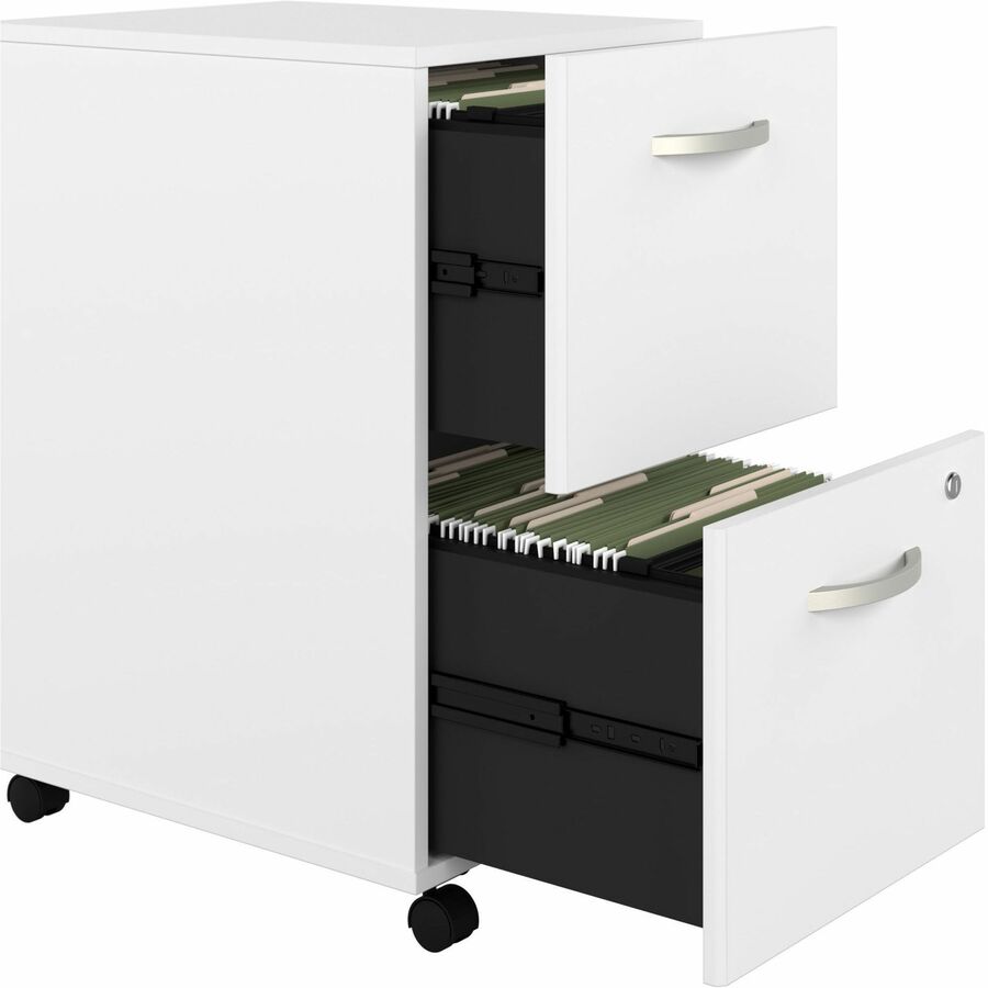 Bush Business Furniture Studio C 2 Drawer Mobile File Cabinet, White Thermofused Laminate, 27.7"H x 15.7"W x 20.2"D, 2 Drawers, 1 Each