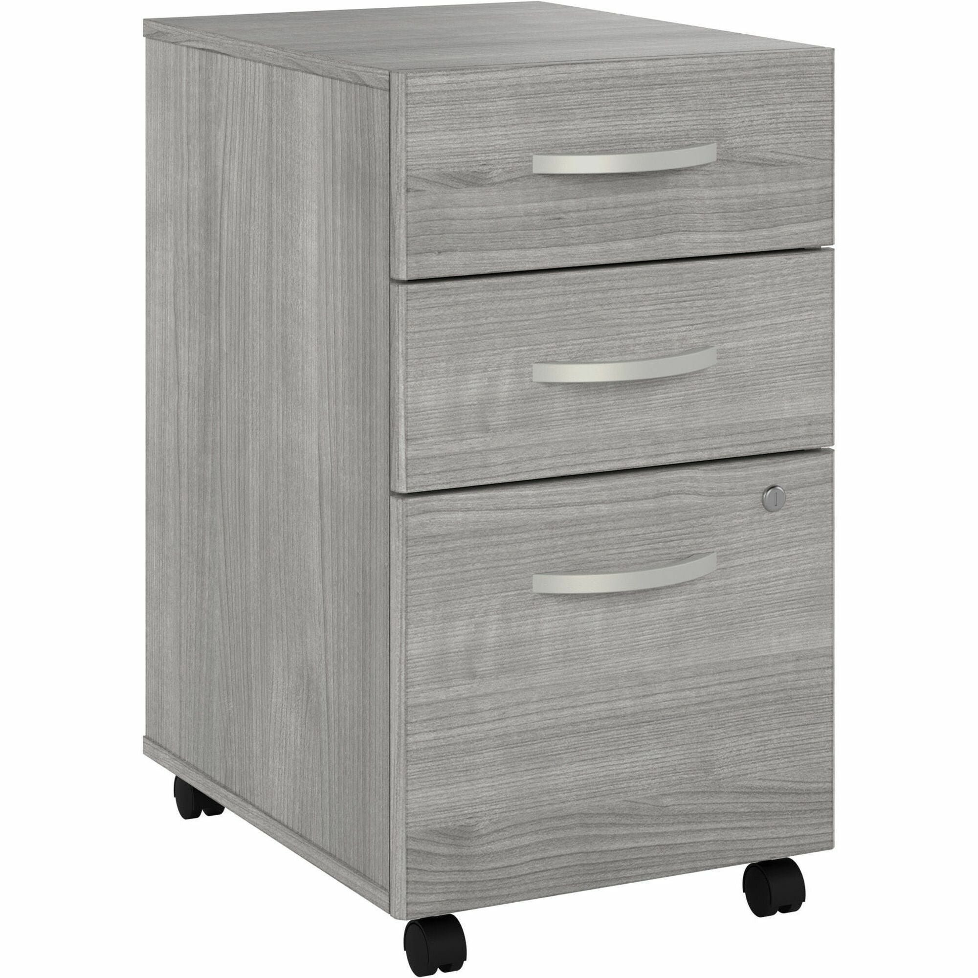 Bush Business Furniture Studio C 3 Drawer Mobile File Cabinet, Platinum Gray, Thermofused Laminate, 27.8"H x 15.7"W x 20.2"D, 1 Each