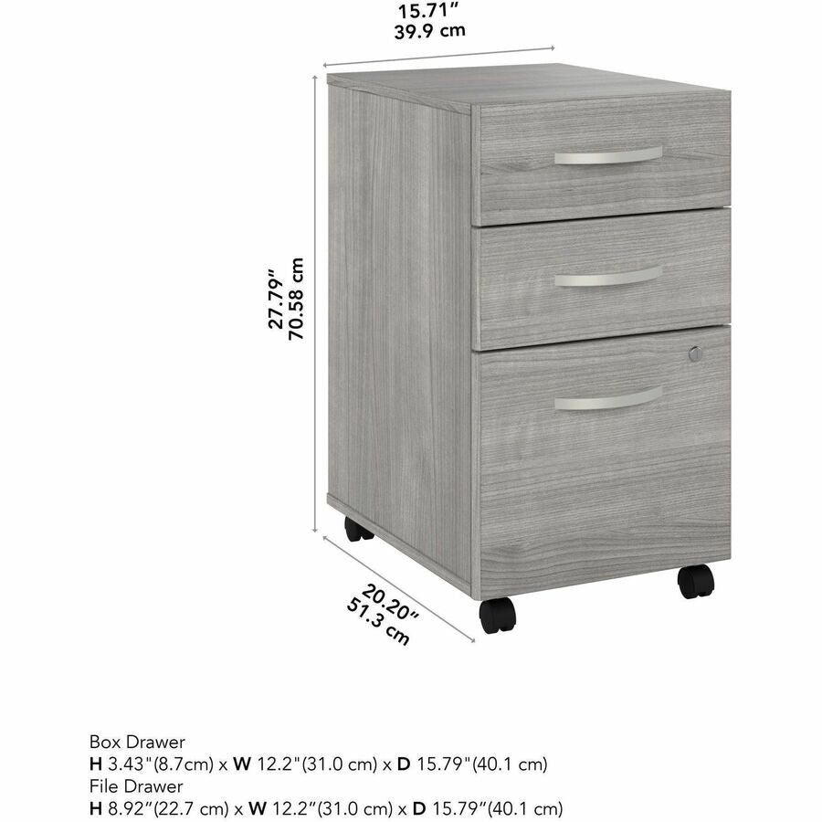 Bush Business Furniture Studio C 3 Drawer Mobile File Cabinet, Platinum Gray, Thermofused Laminate, 27.8"H x 15.7"W x 20.2"D, 1 Each