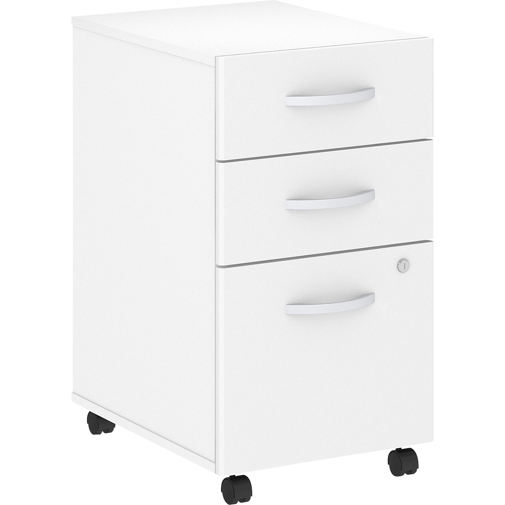 Bush Business Furniture Studio C 3 Drawer Mobile File Cabinet, White, Thermofused Laminate, 27.8"H x 15.7"W x 20.2"D, 1 Each