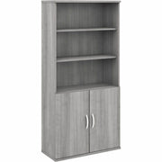 Bush Business Furniture Studio C 5 Shelf Bookcase with Doors, 72" Height x 36" Width, Platinum Gray, Thermofused Laminate, 2 Doors, 5 Shelves (3 Adjustable), 1 Each