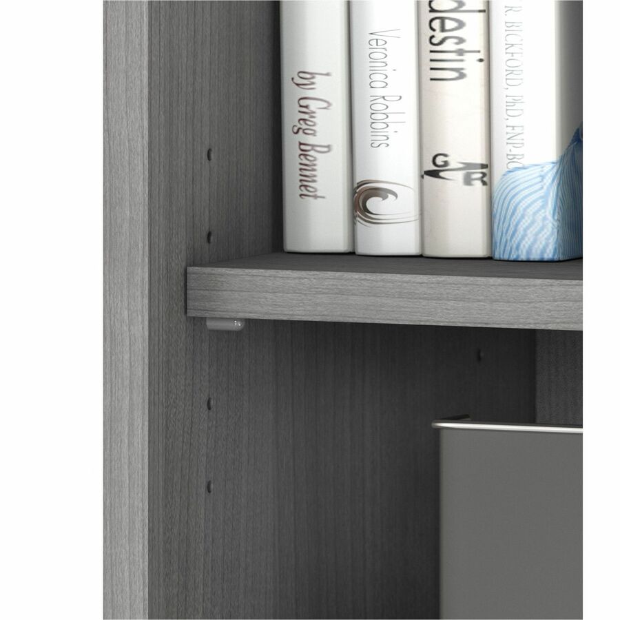 Bush Business Furniture Studio C 5 Shelf Bookcase with Doors, 72" Height x 36" Width, Platinum Gray, Thermofused Laminate, 2 Doors, 5 Shelves (3 Adjustable), 1 Each