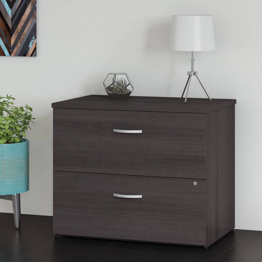 Bush Business Furniture Studio C 2 Drawer Lateral File Cabinet, Storm Gray, Thermofused Laminate, 29.8"H x 35.7"W x 23.4"D, 1 Each
