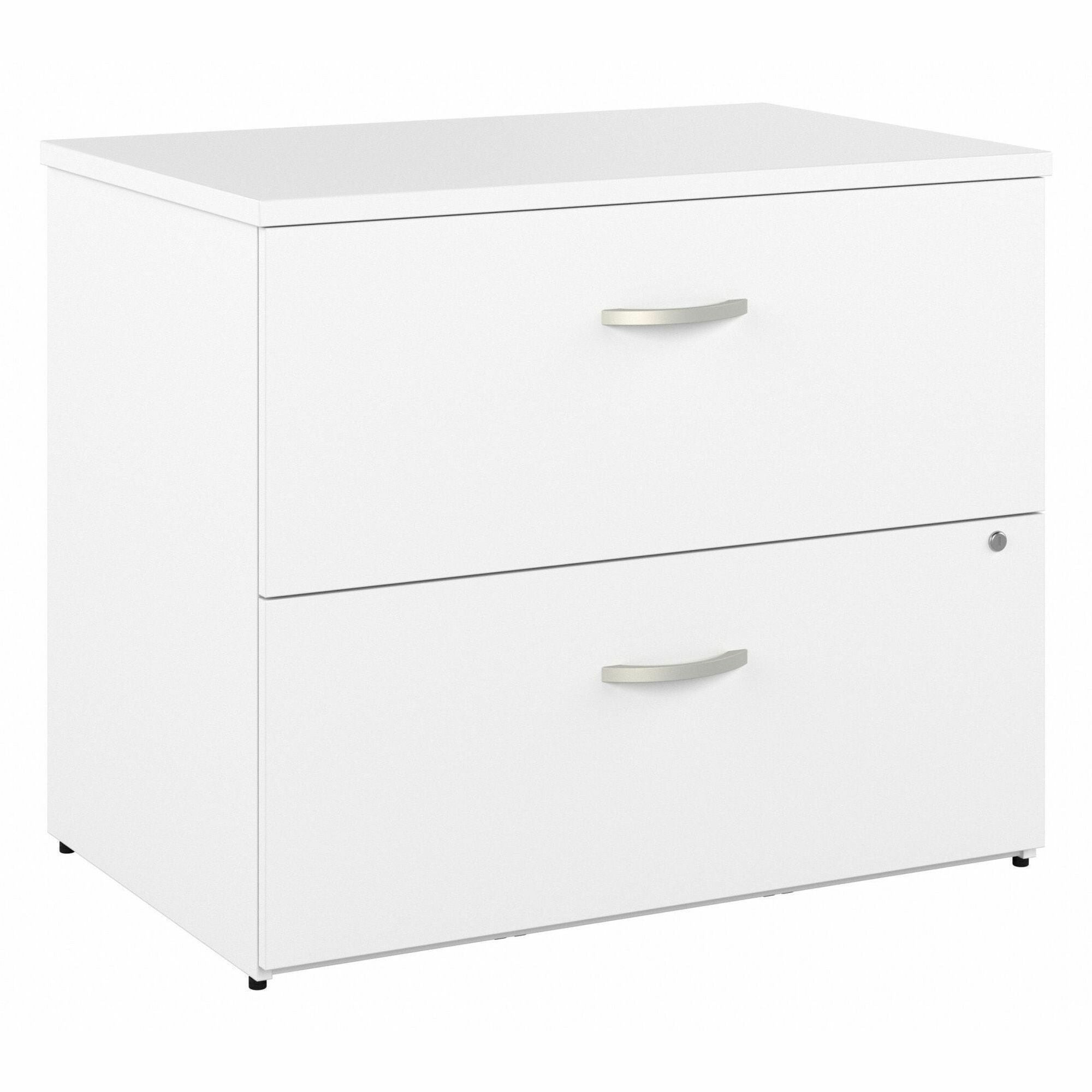 Bush Business Furniture Studio C 2 Drawer Lateral File Cabinet, White Thermofused Laminate, 29.8"H x 35.7"W x 23.4"D, 1 Each