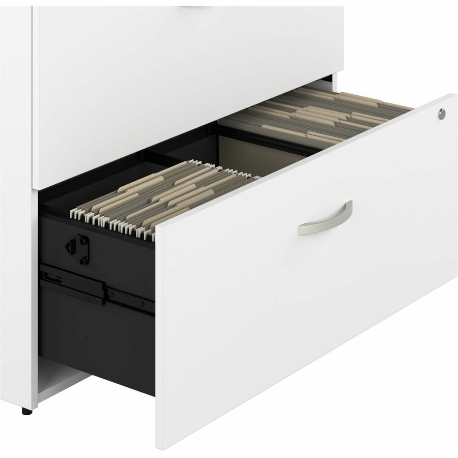 Bush Business Furniture Studio C 2 Drawer Lateral File Cabinet, White Thermofused Laminate, 29.8"H x 35.7"W x 23.4"D, 1 Each