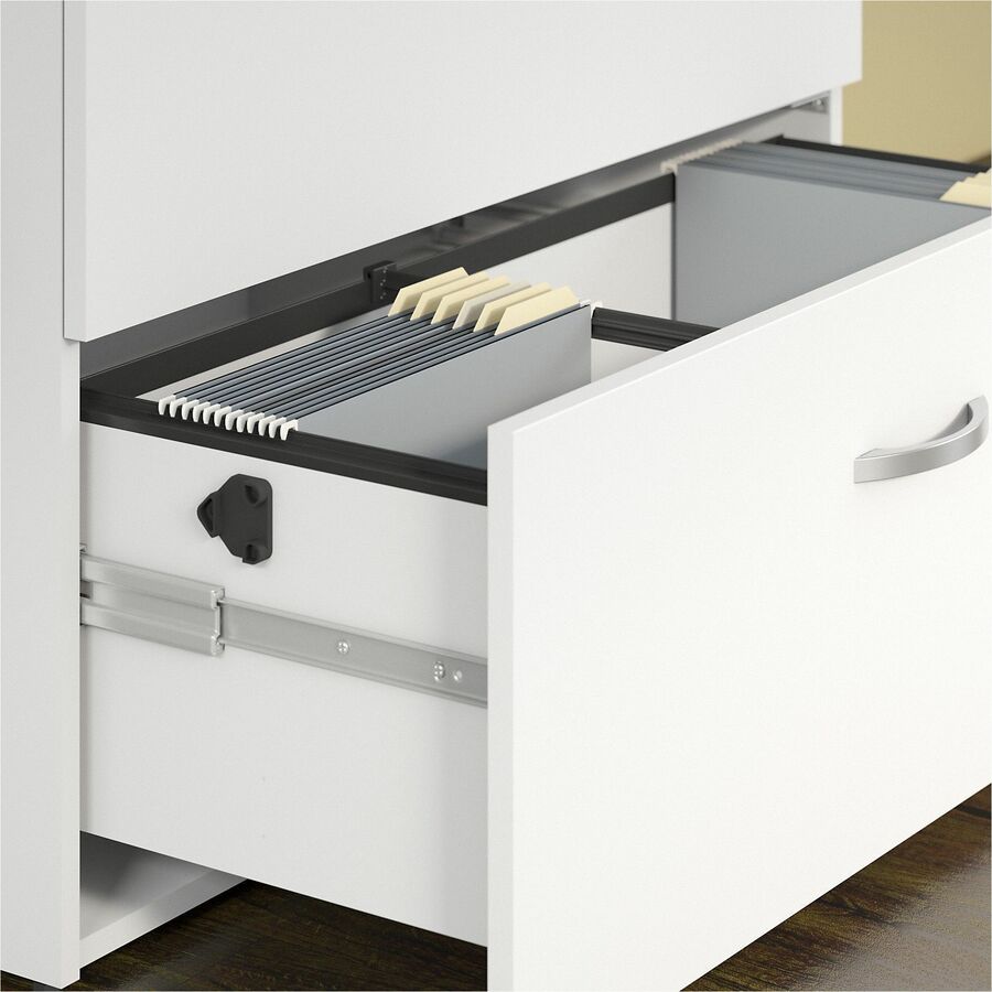 Bush Business Furniture Studio C 2 Drawer Lateral File Cabinet, White Thermofused Laminate, 29.8"H x 35.7"W x 23.4"D, 1 Each