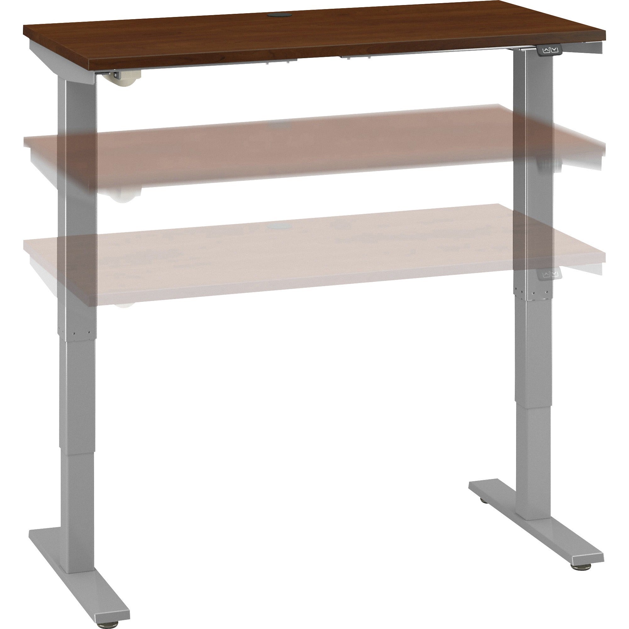 Bush Business Furniture Move 40 Series 48w x 24d Electric Height Adjustable Standing Desk, Hansen Cherry Top, Silver T-shaped Base, 2 Legs, 176 lb Capacity, 24"-48" Height Range, 1 Each