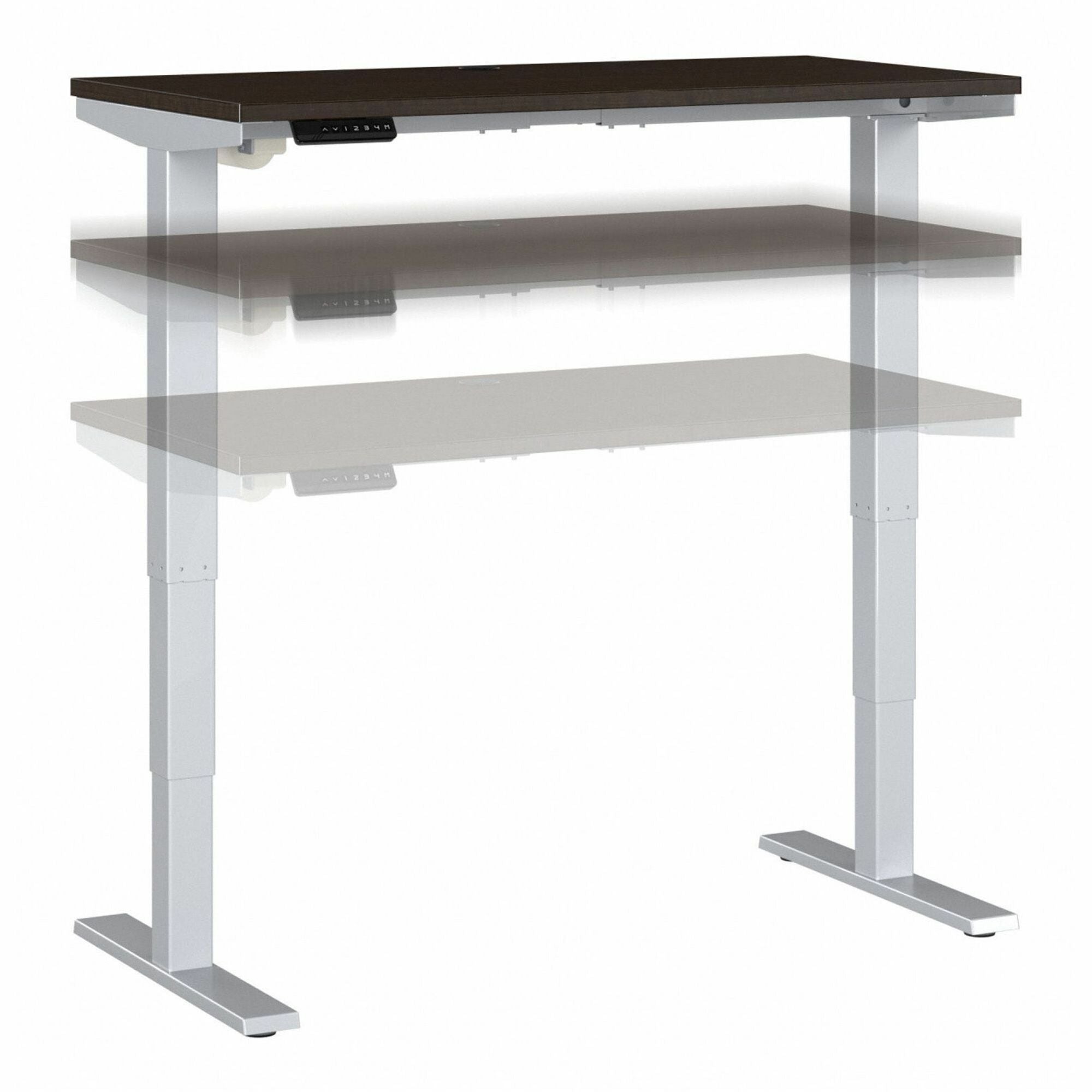 Bush Business Furniture Move 40 Series 48w x 24d Electric Height Adjustable Standing Desk, Mocha Cherry Top, Silver T-Shaped Base, 2 Legs, 176 lb Capacity, 24"-48" Height Range, 1 Each