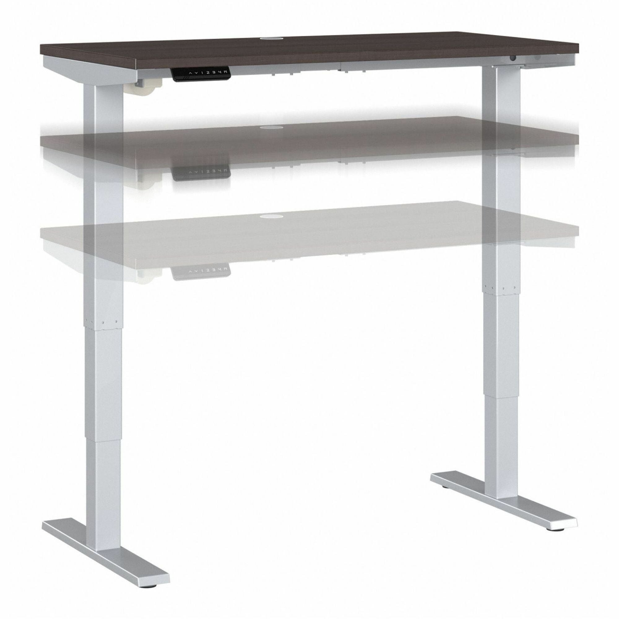 Bush Business Furniture Move 40 Series 48w x 24d Electric Height Adjustable Standing Desk, Storm Gray Top, Silver T-Shaped Base, 2 Legs, 176 lb Capacity, Height Adjustable 24"–48", 1 Each