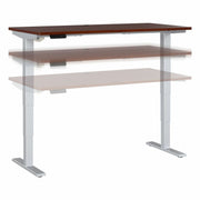 Bush Business Furniture Move 40 Series 60w x 30d Electric Height Adjustable Standing Desk, Hansen Cherry Top, Silver T-Shaped Base, 176 lb Capacity, 28.17"–48.24" Height Range, 1 Each