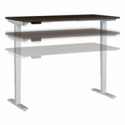 Bush Business Furniture Move 40 Series 60w x 30d Electric Height Adjustable Standing Desk, Mocha Cherry Top, Silver T-Shaped Base, 176 lb Capacity, 28.17"–48.24" Height Range, 1 Each