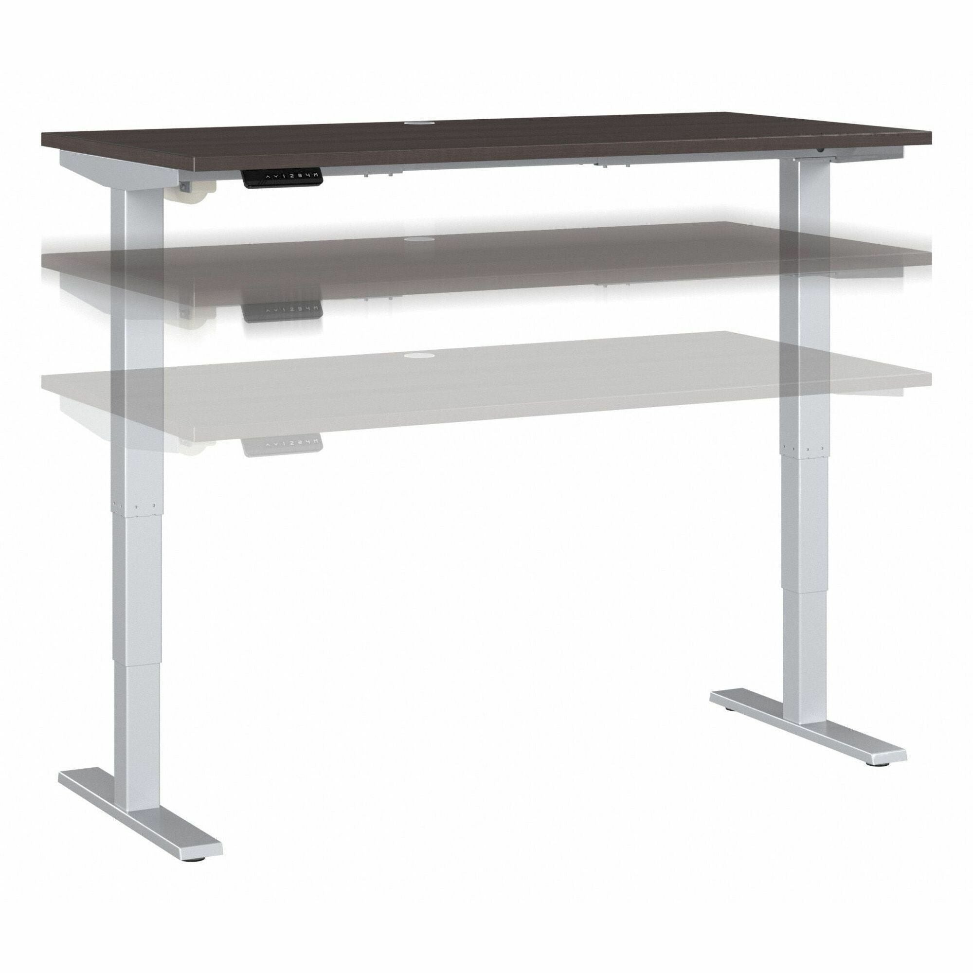 Bush Business Furniture Move 40 Series 60w x 30d Electric Height Adjustable Standing Desk, Storm Gray Top, Silver T-Shaped Base, 176 lb Capacity, 28.17"–48.24" Height Range, 1 Each