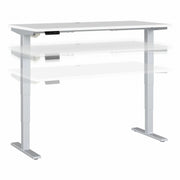 Bush Business Furniture Move 40 Series 60w x 30d Electric Height Adjustable Standing Desk, White Top, Silver T-Shaped Base, 176 lb Capacity, 28.17"–48.24" Height Range, 1 Each