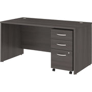 Bush Business Furniture Studio C 60W x 30D Office Desk with 3-Drawer Mobile File Cabinet, Storm Gray, Thermofused Laminate, 1 Each