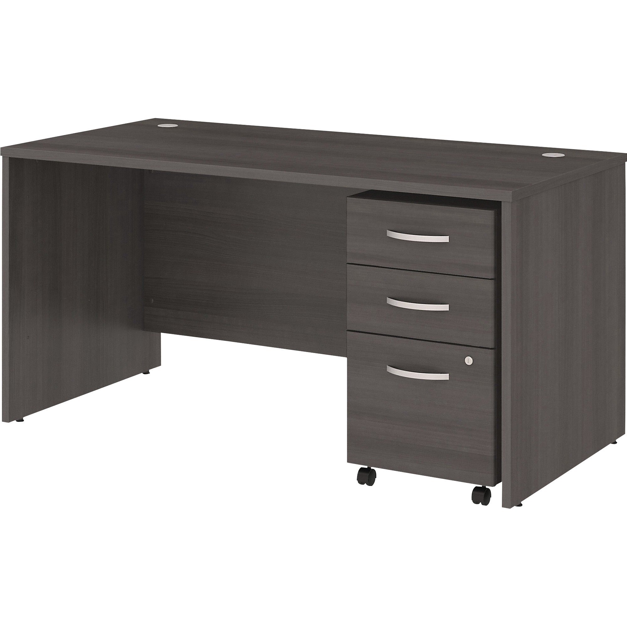 Bush Business Furniture Studio C 60W x 30D Office Desk with 3-Drawer Mobile File Cabinet, Storm Gray, Thermofused Laminate, 1 Each