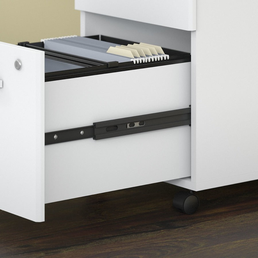 Bush Business Furniture Studio C 60W x 30D White Office Desk with 3-Drawer Mobile File Cabinet, 1 Set