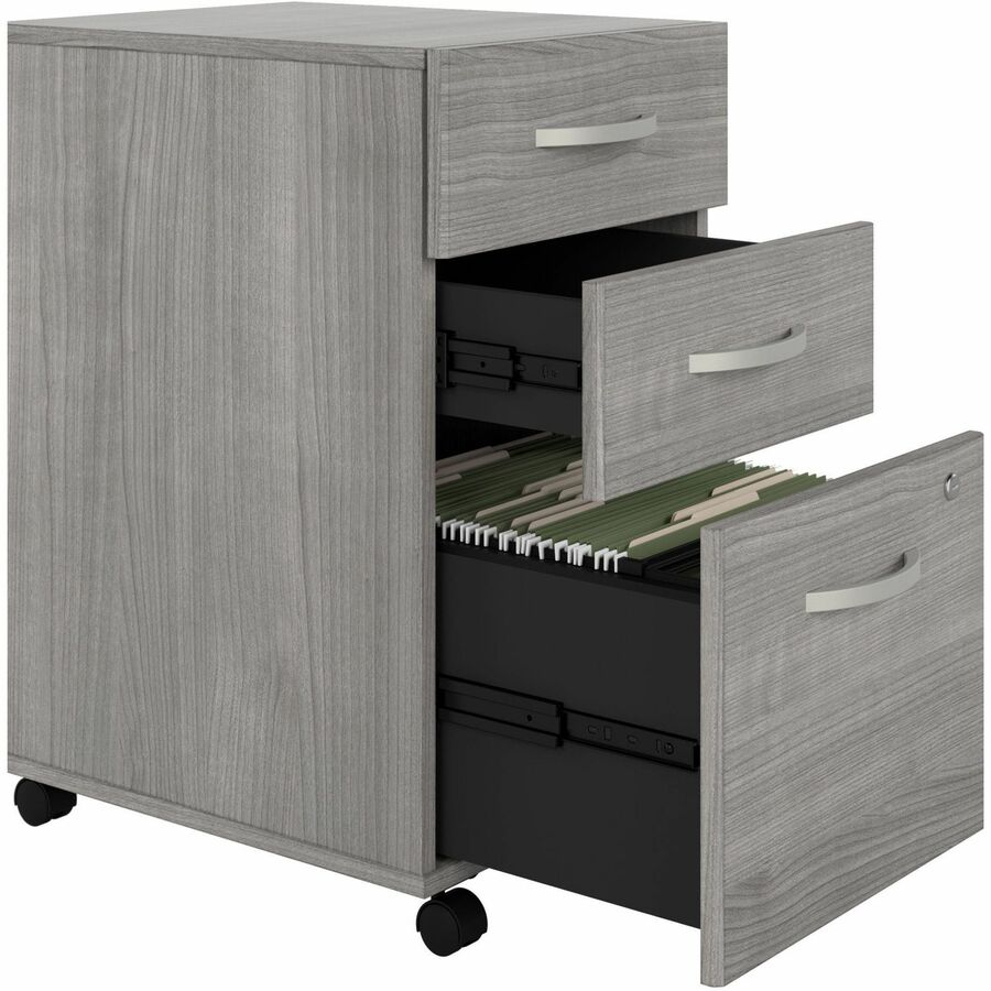 Bush Business Furniture Studio C L-Shaped Desk Set, 60"W x 30"D Desk, 42"W Return, 3-Drawer Mobile File Cabinet, Platinum Gray, 1 Each