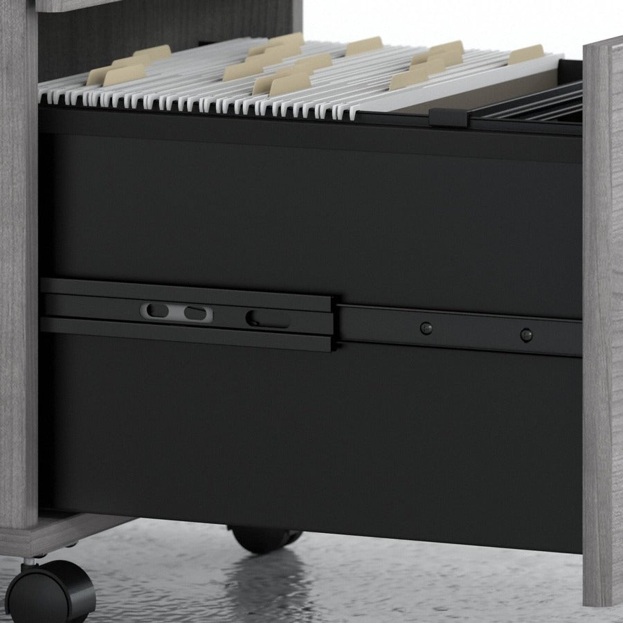 Bush Business Furniture Studio C L-Shaped Desk Set, 60"W x 30"D Desk, 42"W Return, 3-Drawer Mobile File Cabinet, Platinum Gray, 1 Each
