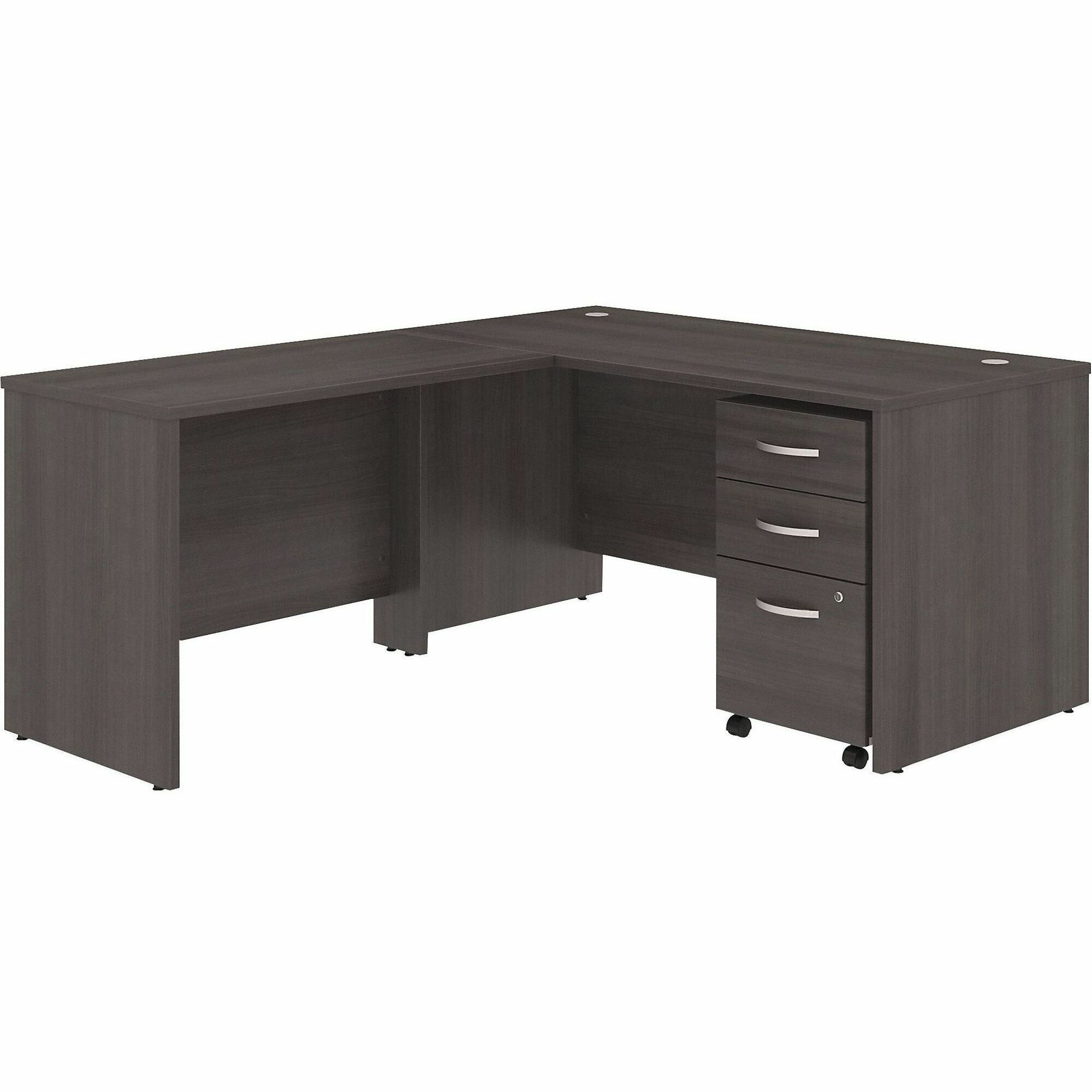 Bush Business Furniture Studio C L-Shaped Desk Set, 60"W x 30"D Desk, 42"W Return, 3-Drawer Mobile File Cabinet, Storm Gray, 1 Each