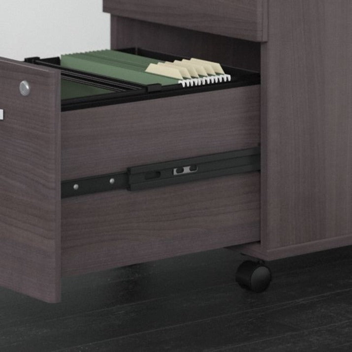 Bush Business Furniture Studio C L-Shaped Desk Set, 60"W x 30"D Desk, 42"W Return, 3-Drawer Mobile File Cabinet, Storm Gray, 1 Each