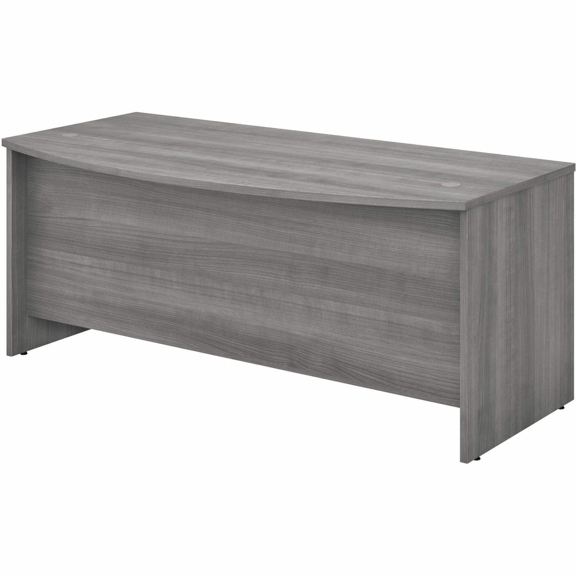 Bush Business Furniture Studio C 72w x 36d Bow Front Desk, Platinum Gray, Thermofused Laminate, 29.8"H x 71"W x 35.4"D, 1 Each
