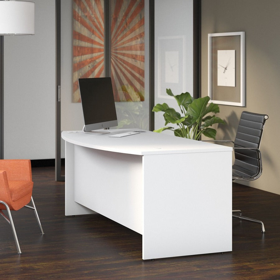 Bush Business Furniture Studio C 72w x 36d Bow Front Desk, White Thermofused Laminate, 29.8" H x 71" W x 35.4" D, 1 Each