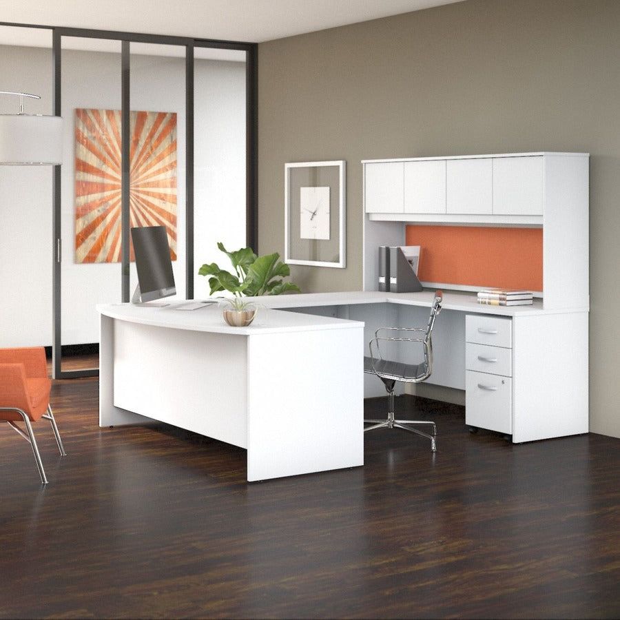 Bush Business Furniture Studio C 72W x 24D Credenza Desk, White Thermofused Laminate, 29.8"H x 71"W x 23.4"D, 1 Each