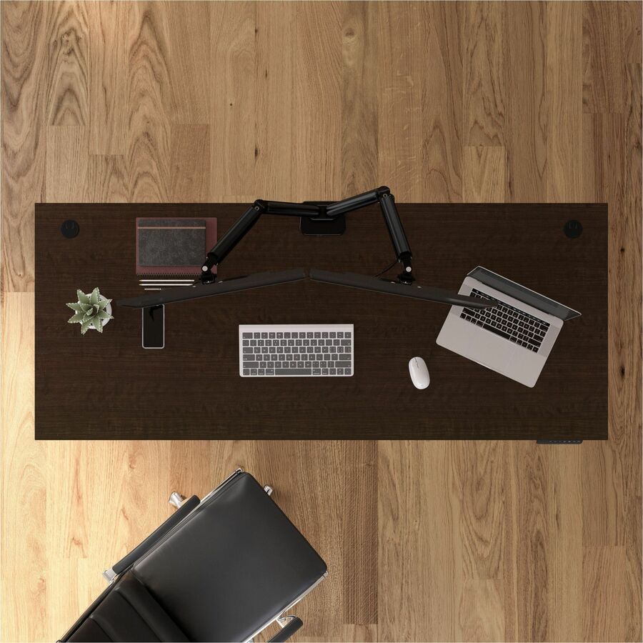 Bush Business Furniture Move 40 Series 72w x 30d Electric Height Adjustable Standing Desk, Mocha Cherry Top, Silver T-Shaped Base, 176 lb Capacity, 28.17"–48.24" Height Range, 1 Each