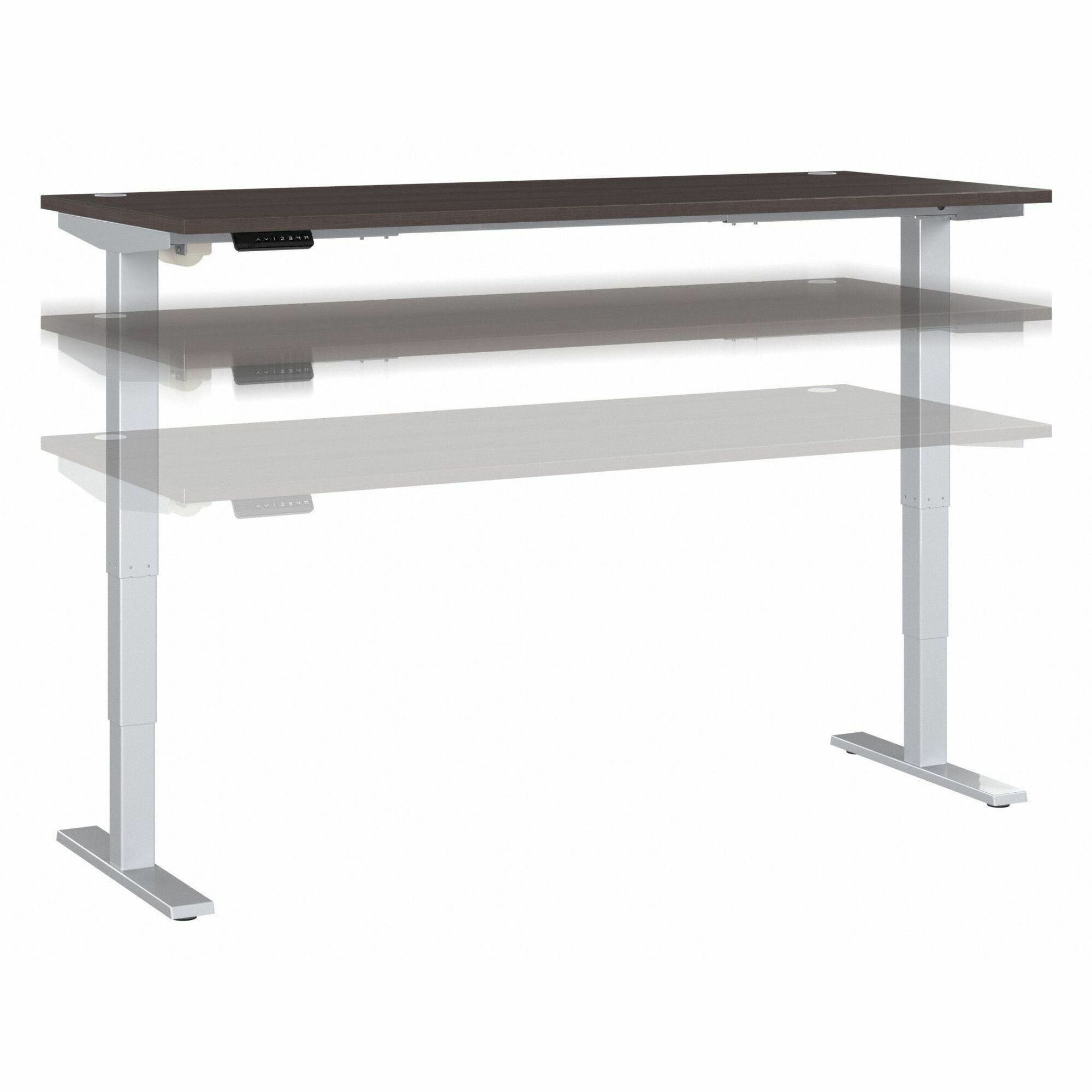 Bush Business Furniture Move 40 Series 72w x 30d Electric Height Adjustable Standing Desk, Storm Gray Top, Silver T-Shaped Base, 28.17"–48.24" Height Range, 176 lb Capacity, 1 Each