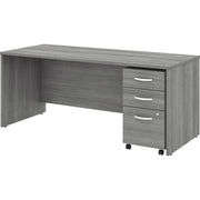 Bush Business Furniture Studio C 72W x 30D Office Desk with 3-Drawer Mobile File Cabinet, Platinum Gray, 1 Each