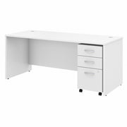 Bush Business Furniture Studio C 72W x 30D White Desk with 3-Drawer Mobile File Cabinet, 1 Set