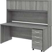 Bush Business Furniture Studio C 72W x 30D Desk with Hutch and 3-Drawer Mobile File Cabinet, 4 Doors, Platinum Gray, 1 Set