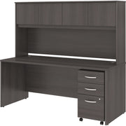Bush Business Furniture Studio C 72W x 30D Desk with Hutch and 3-Drawer Mobile File Cabinet, 4 Doors, Storm Gray, 1 Each
