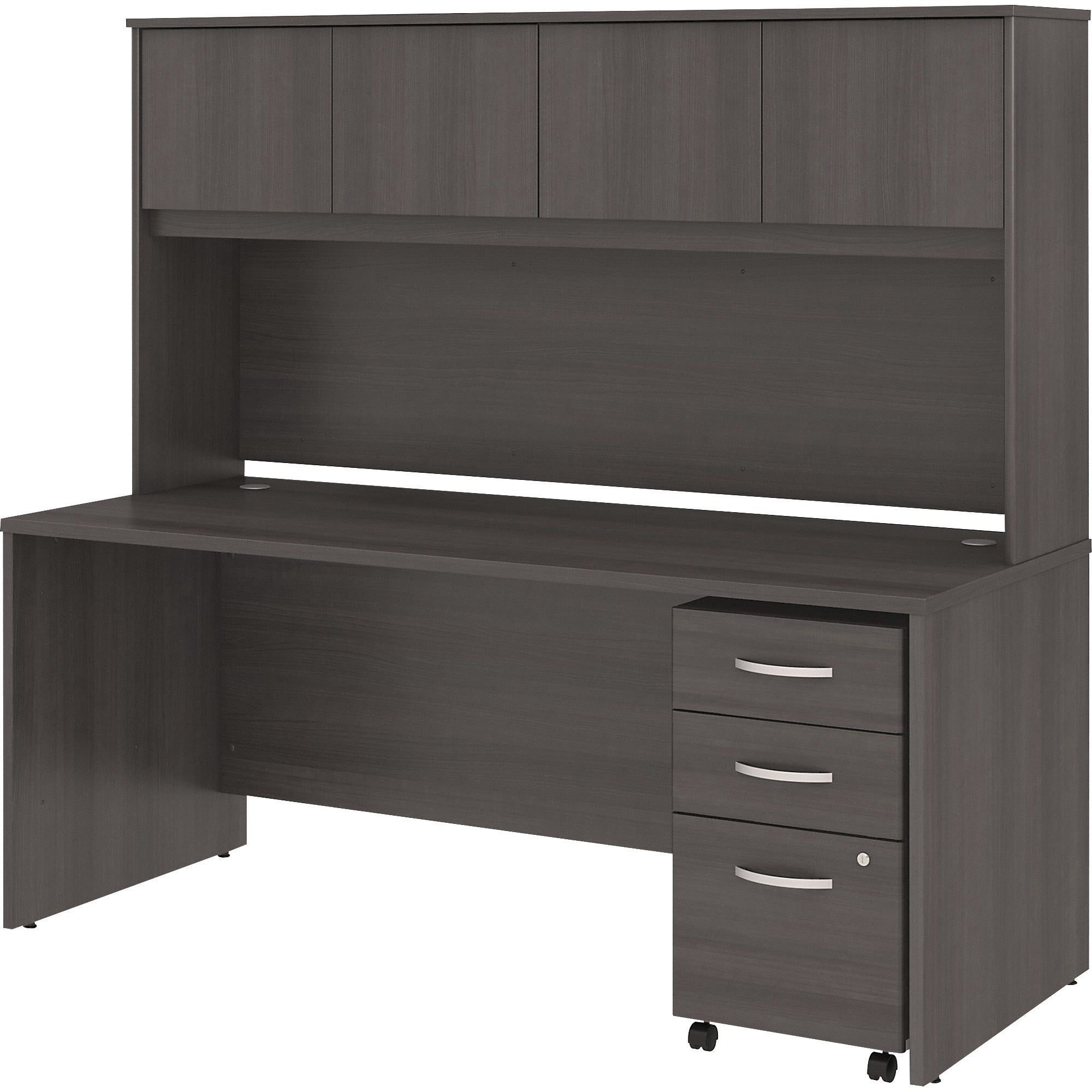Bush Business Furniture Studio C 72W x 30D Desk with Hutch and 3-Drawer Mobile File Cabinet, 4 Doors, Storm Gray, 1 Each