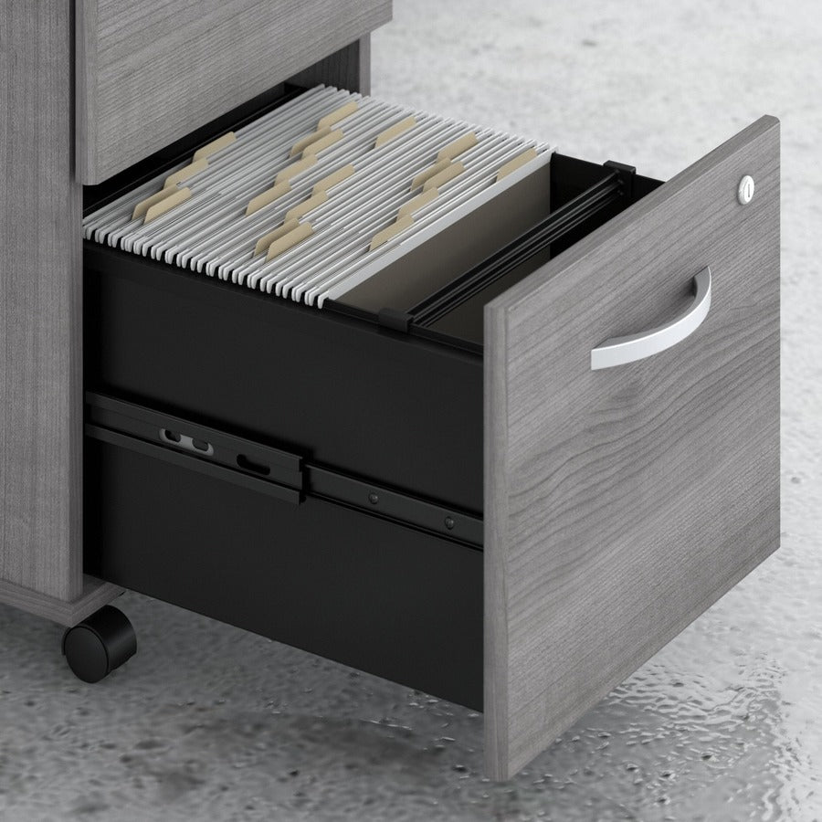 Bush Business Furniture Studio C L-Shaped Desk Set, 72"W x 30"D Desk, 42"W Return, 3-Drawer Mobile File Cabinet, Platinum Gray, 1 Each