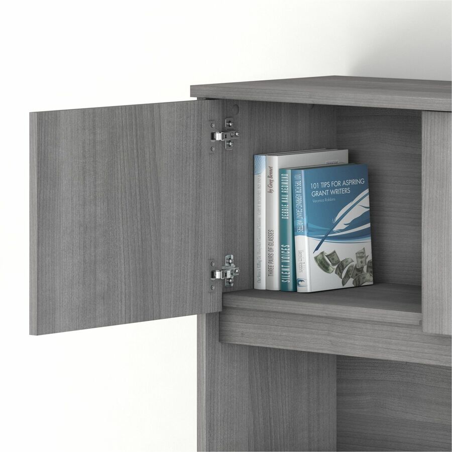 Bush Business Furniture Studio C U-Shaped Desk Set with 72"W x 36"D Front Desk, 72"W x 24"D Credenza, 42"W Return, 72"W Hutch, 36"W File Cabinet, 36"W Bookcase, 5 Drawers, 4 Doors, Platinum Gray, 1 Each