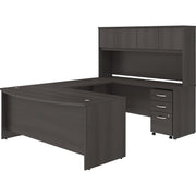 Bush Business Furniture Studio C U-Shaped Desk, Hutch, and 3-Drawer File Cabinet Set, 72"W x 36"D Front Desk, 72"W x 24"D Credenza, 42"D Return, 72"W Hutch, Storm Gray, 1 Each