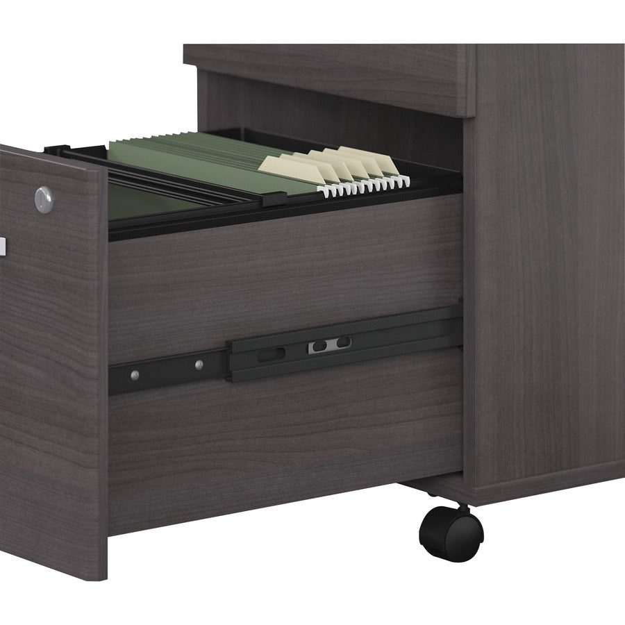 Bush Business Furniture Studio C U-Shaped Desk, Hutch, and 3-Drawer File Cabinet Set, 72"W x 36"D Front Desk, 72"W x 24"D Credenza, 42"D Return, 72"W Hutch, Storm Gray, 1 Each